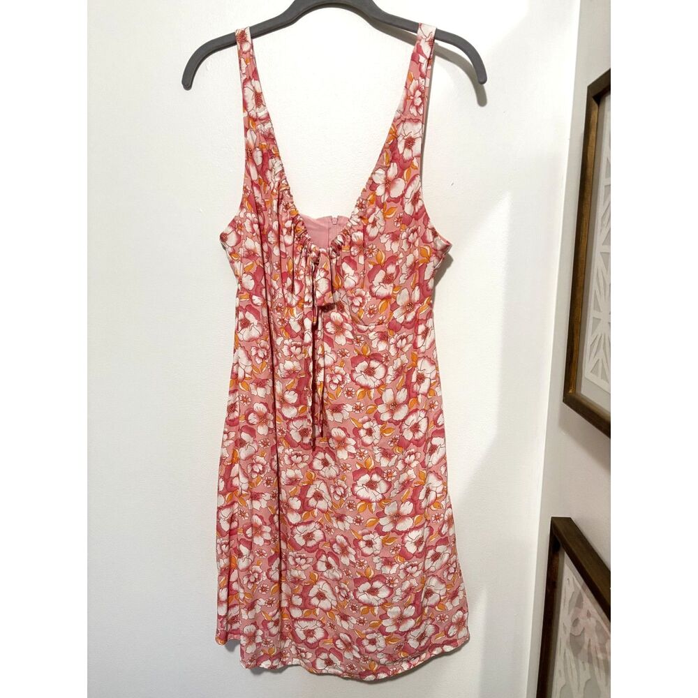 Copper Key Pink Floral Mini Dress XL Boho Y2K Fairycore Summer Sleeveless Zip
